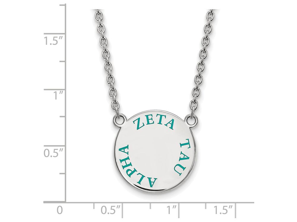 LogoArt Sterling Silver Zeta Tau Alpha Small Enameled Pendant Necklace With 18 Inch