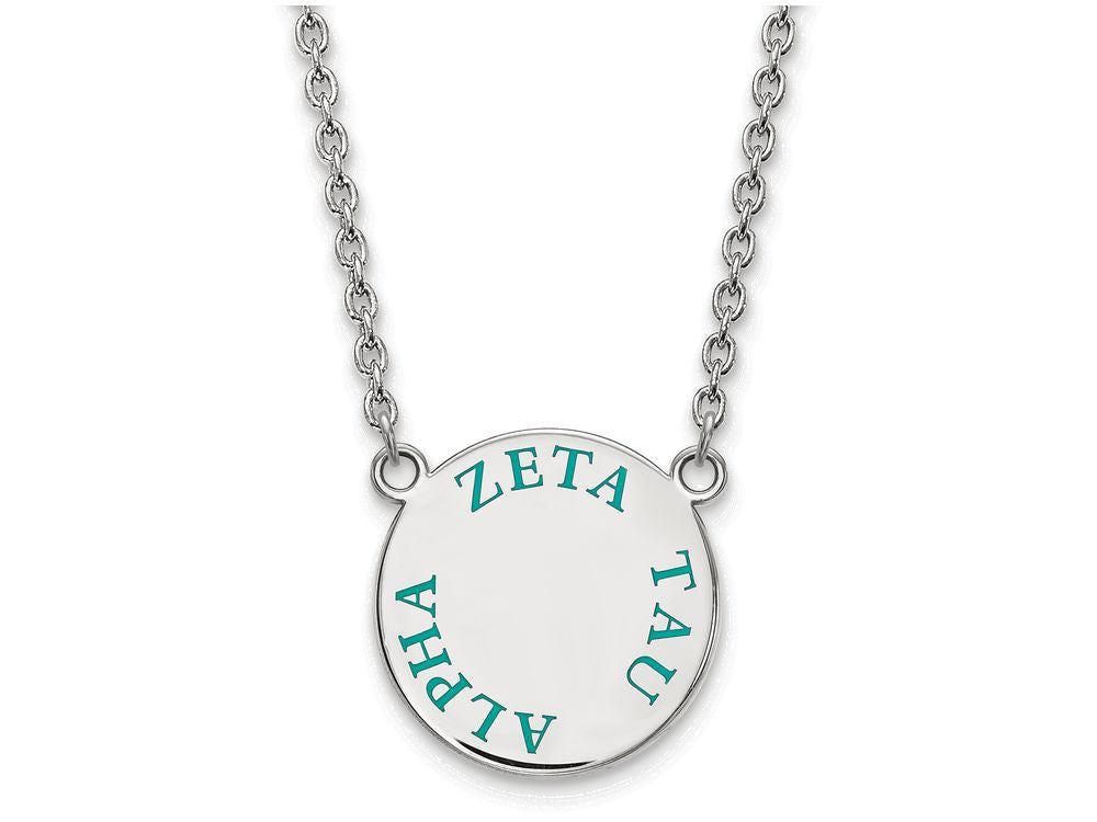 LogoArt Sterling Silver Zeta Tau Alpha Small Enameled Pendant Necklace With 18 Inch