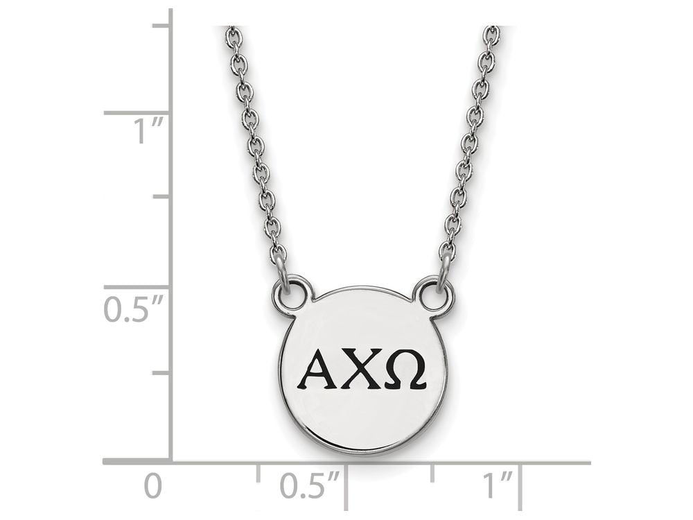 LogoArt Sterling Silver Alpha Chi Omega Extra Small Enameled Pendant Necklace With 18 Inch