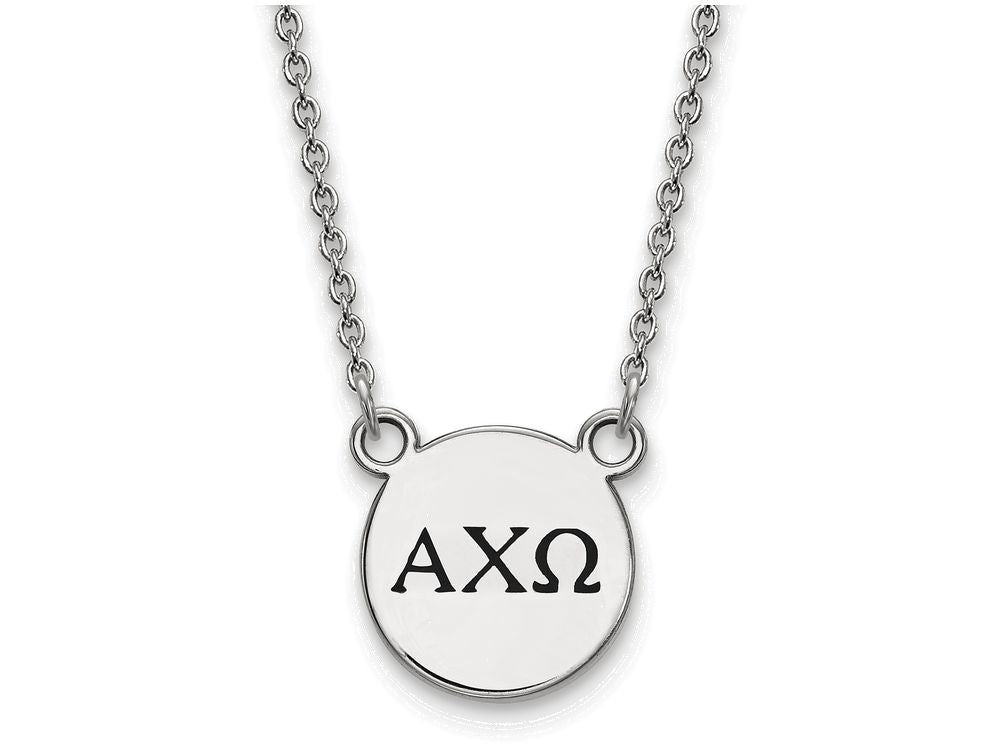 LogoArt Sterling Silver Alpha Chi Omega Extra Small Enameled Pendant Necklace With 18 Inch