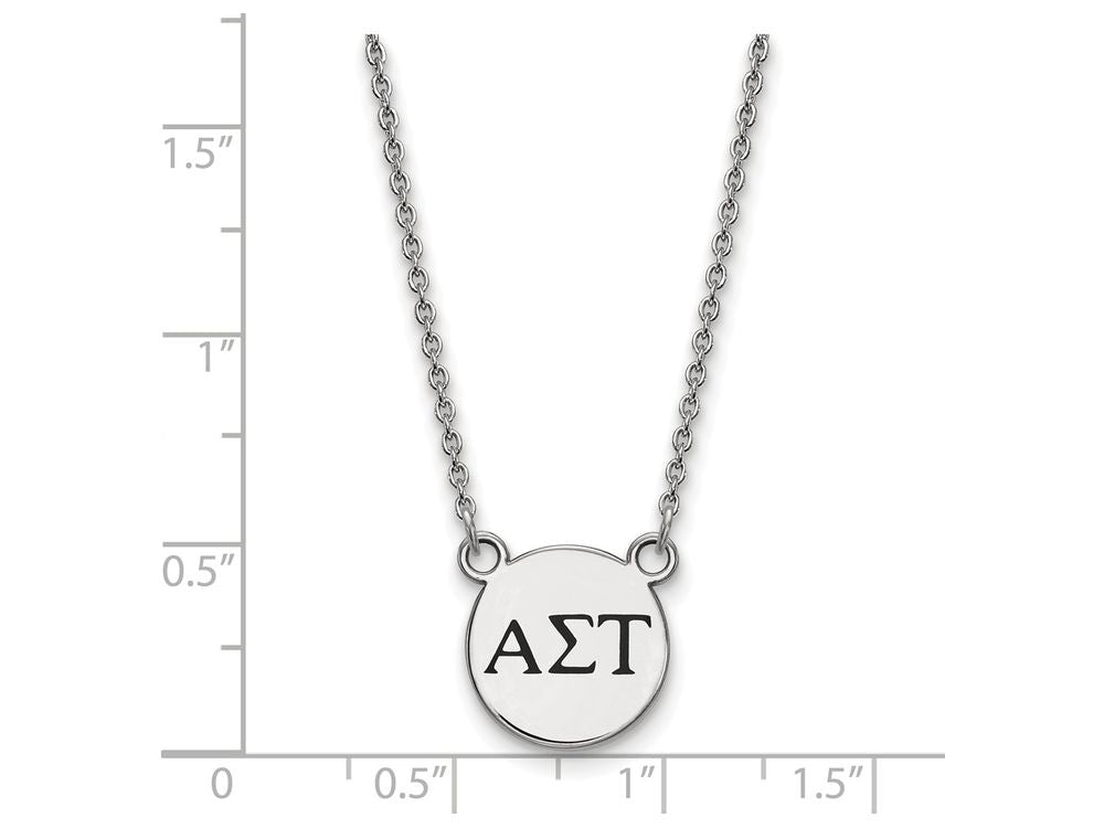 LogoArt Sterling Silver Alpha Sigma Tau Extra Small Enameled Pendant Necklace With 18 Inch