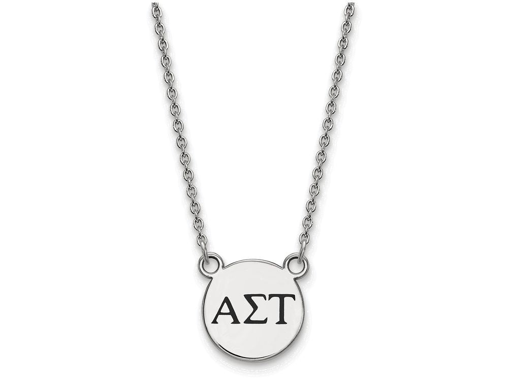 LogoArt Sterling Silver Alpha Sigma Tau Extra Small Enameled Pendant Necklace With 18 Inch