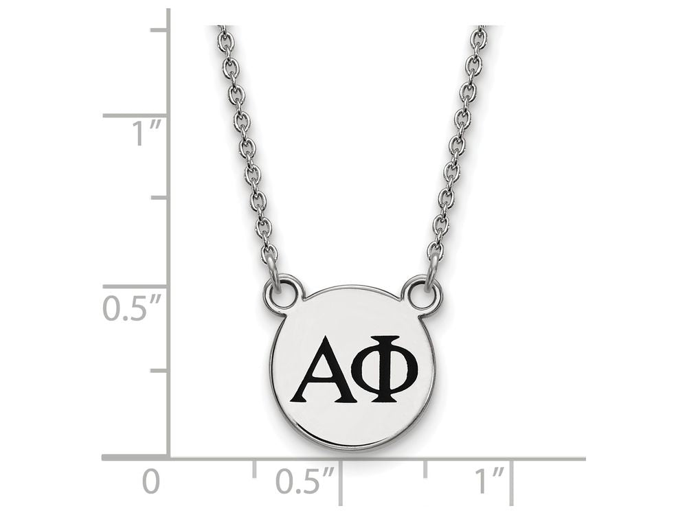 LogoArt Sterling Silver Alpha Phi Extra Small Enameled Pendant Necklace With 18 Inch