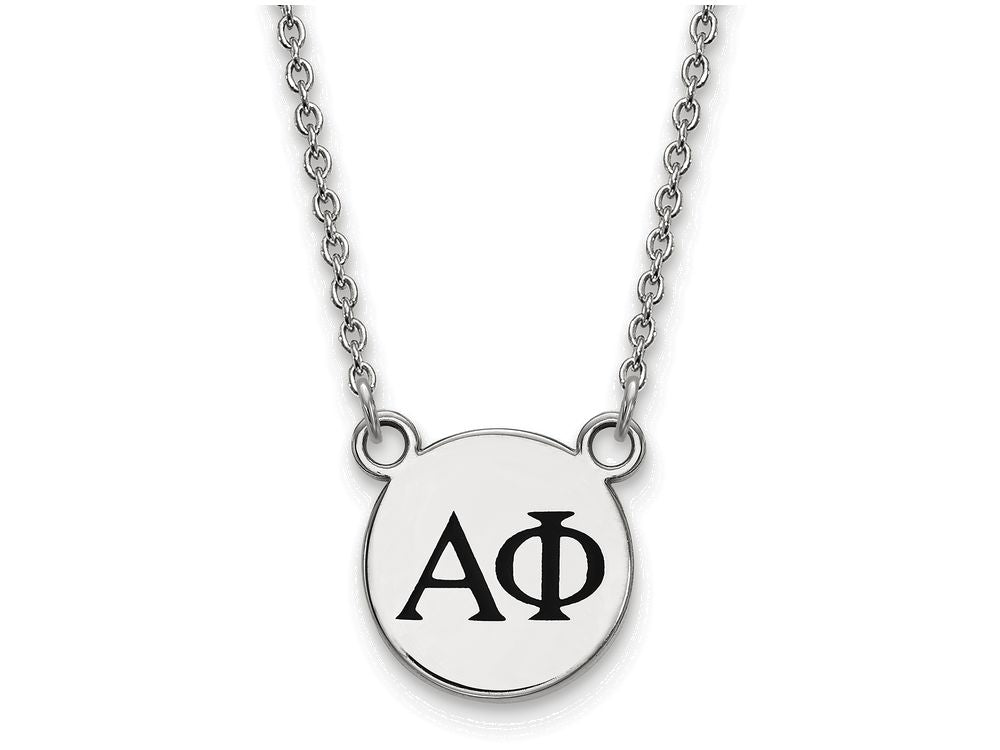 LogoArt Sterling Silver Alpha Phi Extra Small Enameled Pendant Necklace With 18 Inch
