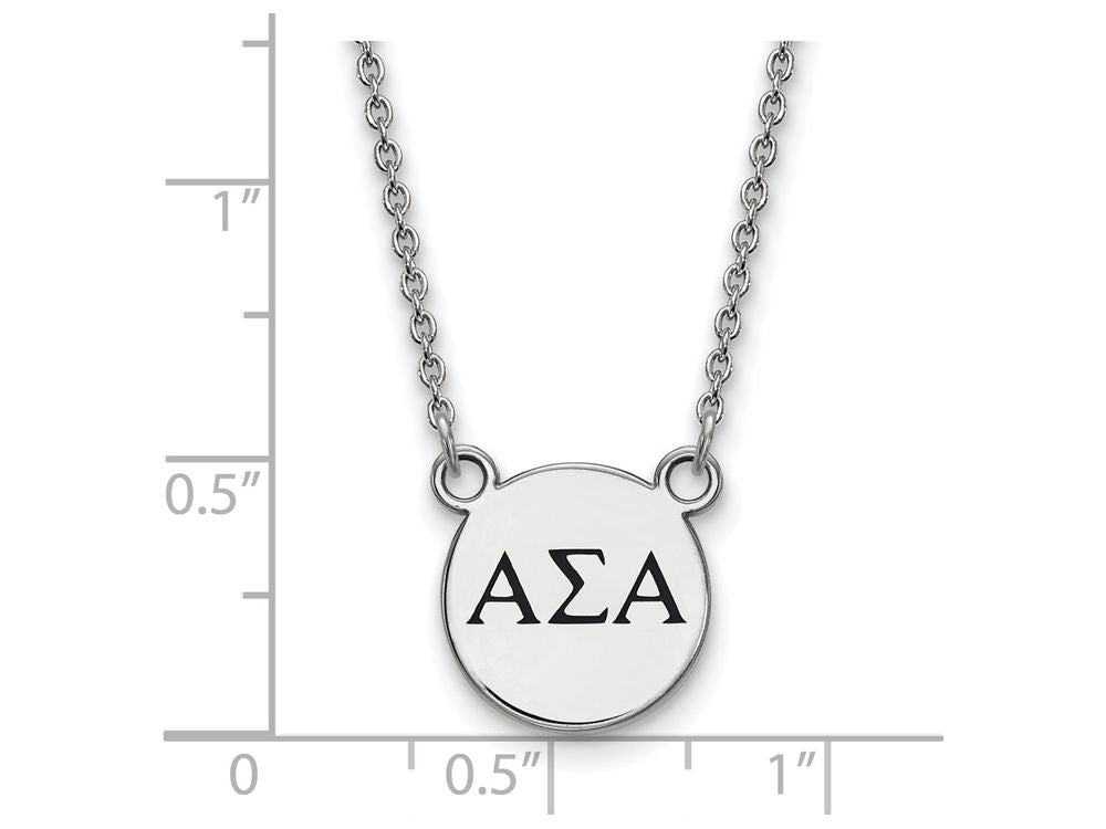 LogoArt Sterling Silver Alpha Sigma Alpha Extra Small Enameled Pendant Necklace With 18 Inch