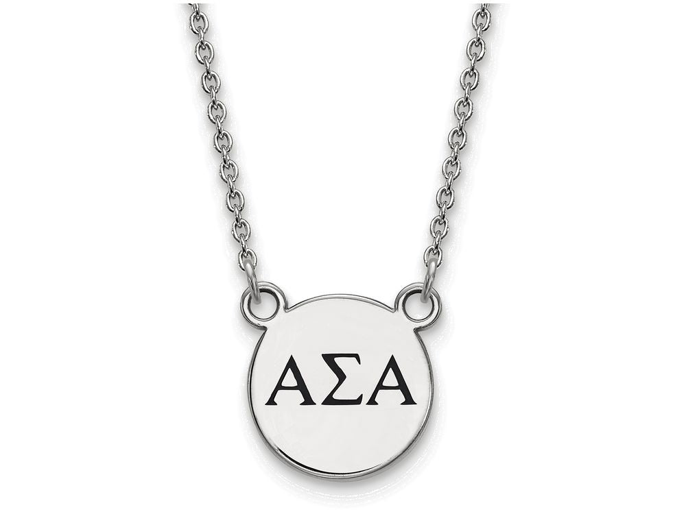 LogoArt Sterling Silver Alpha Sigma Alpha Extra Small Enameled Pendant Necklace With 18 Inch