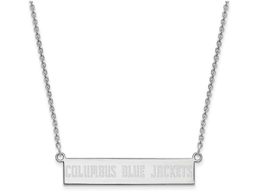 Logoart 925 Sterling Silver Columbus Blue Jackets Small Bar Necklace