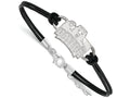 LogoArt Sterling Silver Baylor University Leather Bracelet Small Center