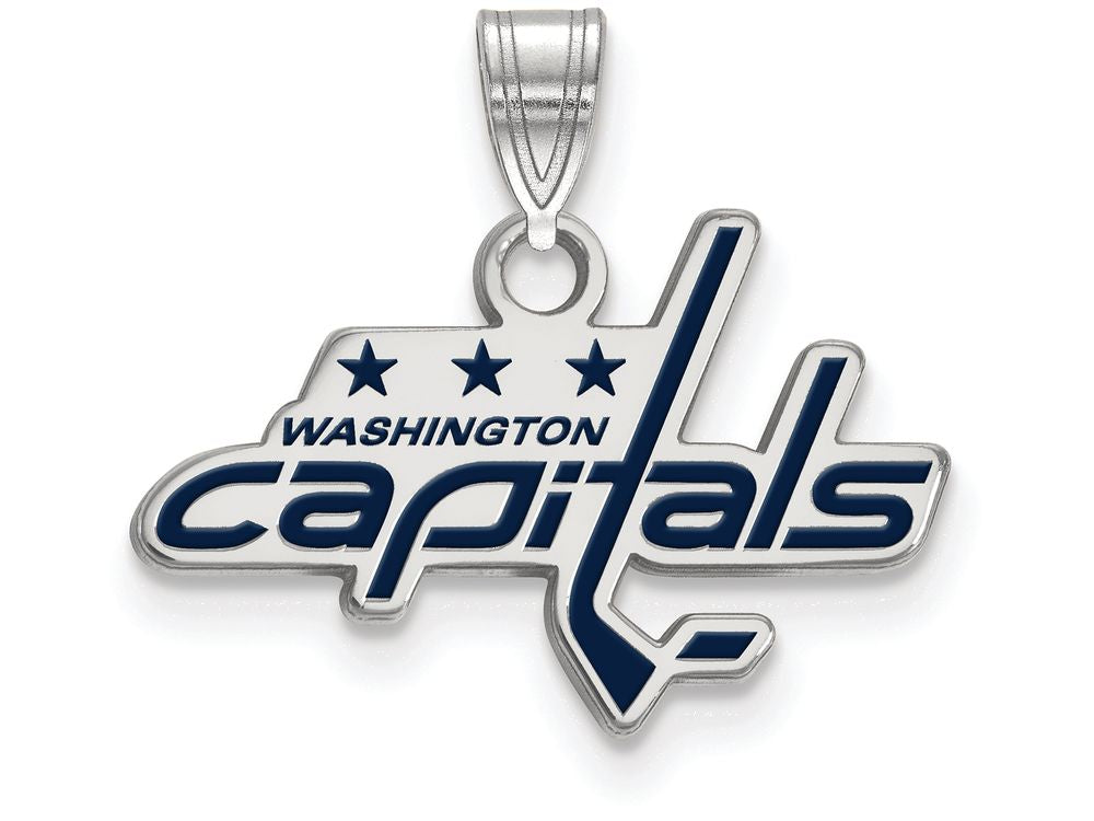 LogoArt Sterling Silver Washington Capitals Small Enamel Pendant Necklace