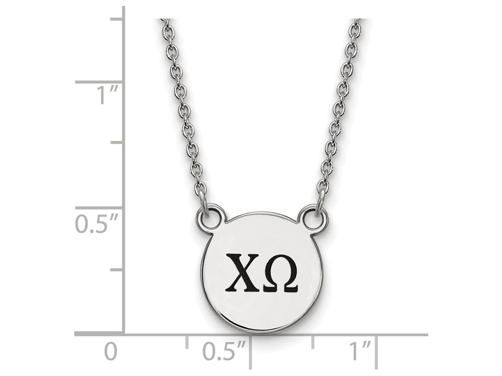 LogoArt Sterling Silver Chi Omega Extra Small Enameled Pendant Necklace With 18 Inch