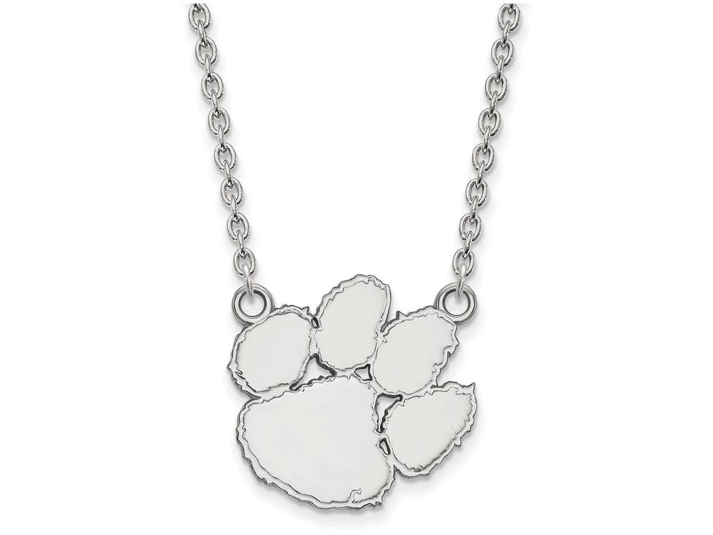 LogoArt Sterling Silver Clemson University Large Pendant Necklace