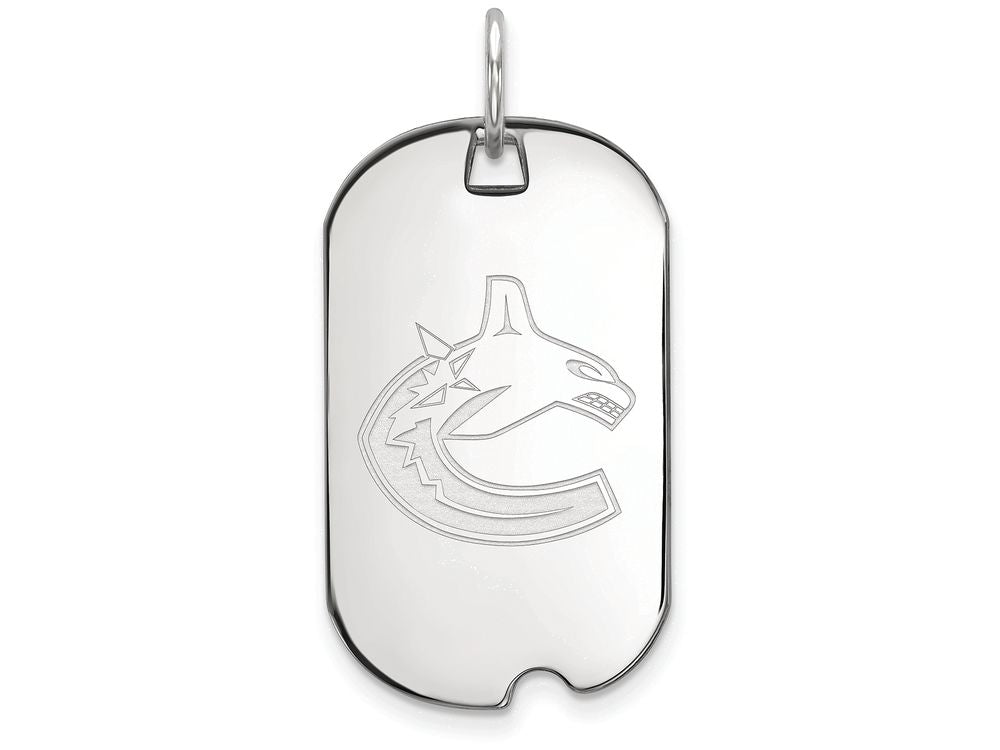 Logoart 925 Sterling Silver Vancouver Canucks Small Dog Tag Pendant Necklace