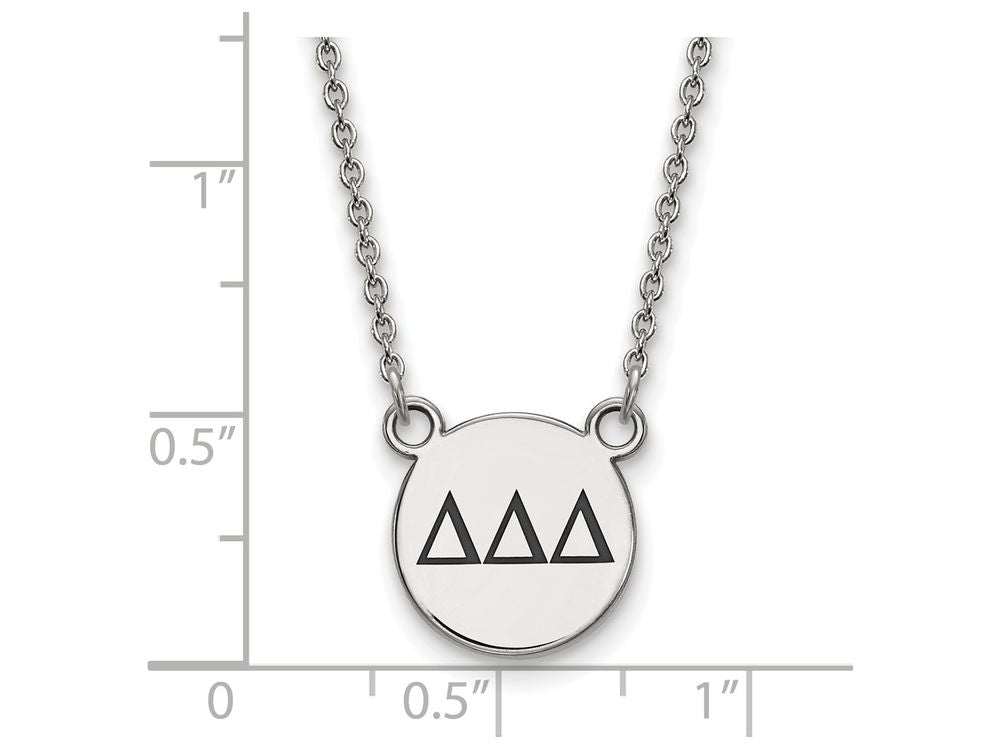 LogoArt Sterling Silver Delta Delta Delta Extra Small Enameled Pendant Necklace With 18 Inch