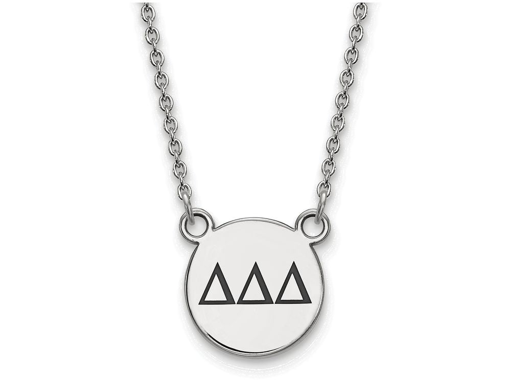 LogoArt Sterling Silver Delta Delta Delta Extra Small Enameled Pendant Necklace With 18 Inch