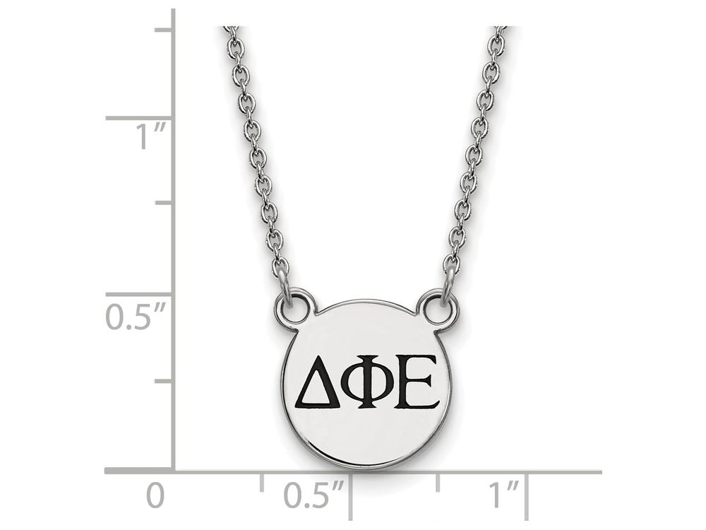 LogoArt Sterling Silver Delta Phi Epsilon Extra Small Enameled Pendant Necklace With 18 Inch