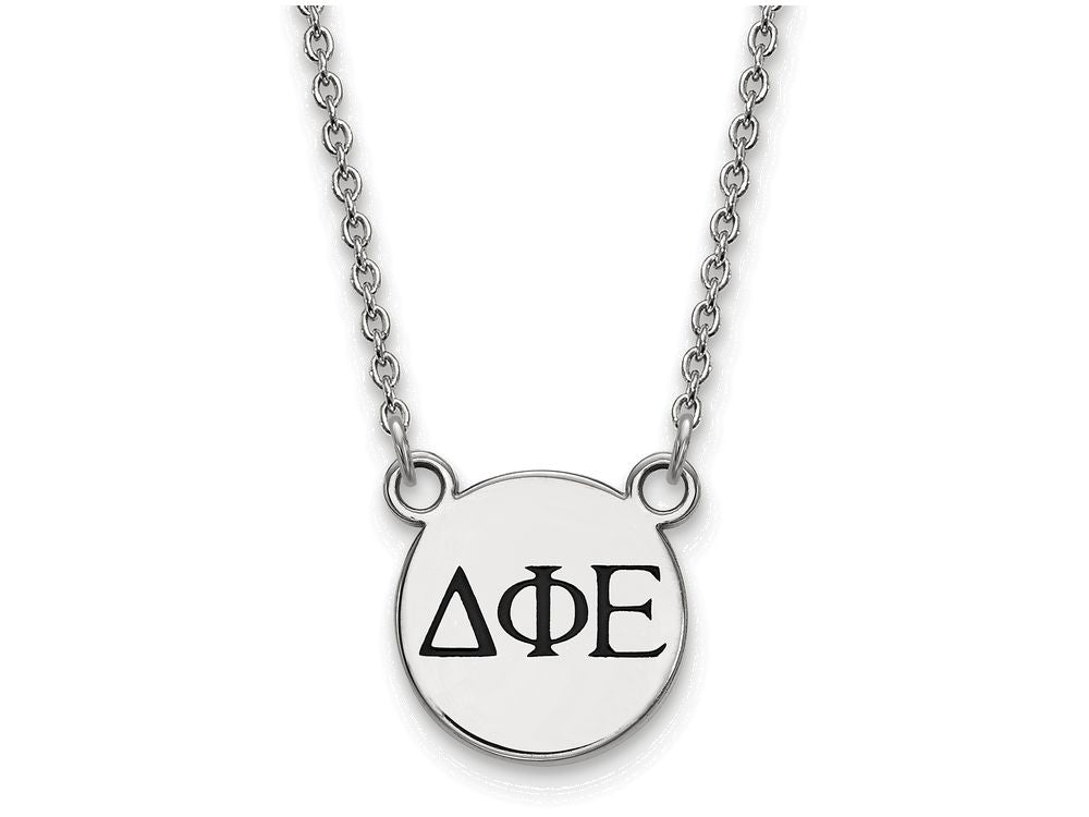LogoArt Sterling Silver Delta Phi Epsilon Extra Small Enameled Pendant Necklace With 18 Inch