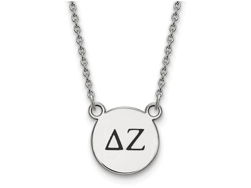 LogoArt Sterling Silver Delta Zeta Extra Small Enameled Pendant Necklace With 18 Inch