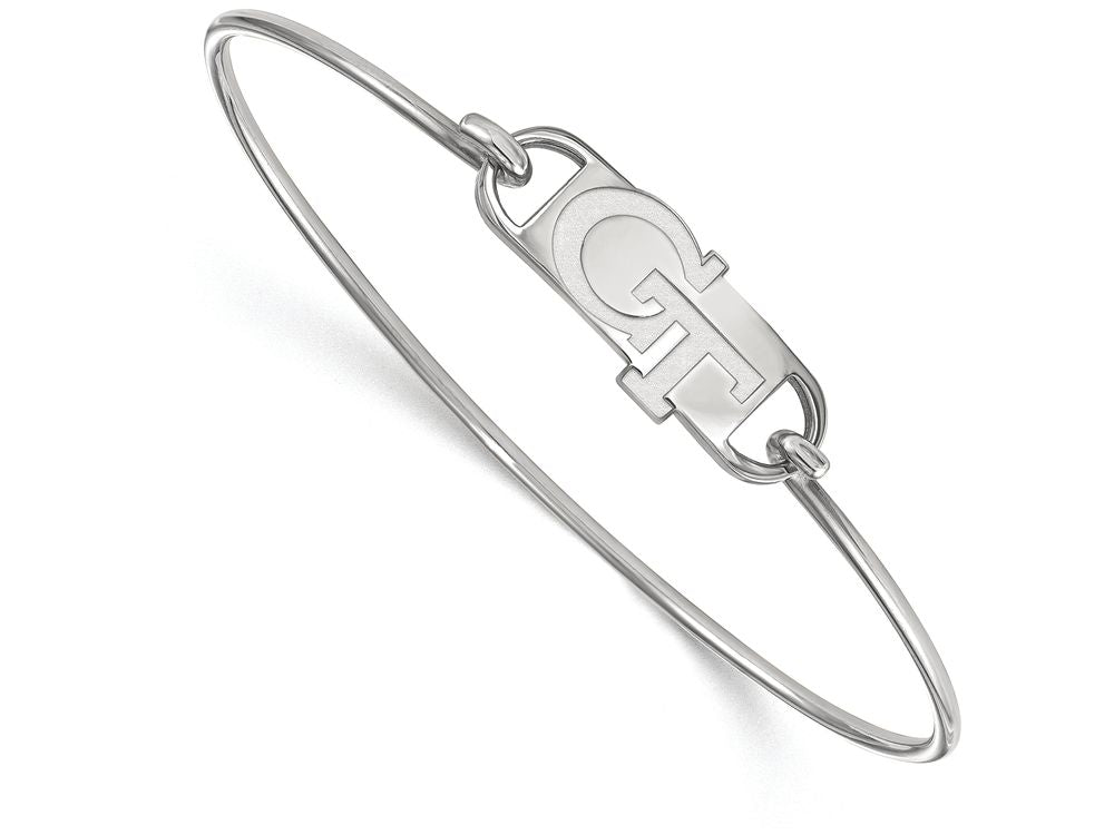 LogoArt Sterling Silver Georgia Institute Of Technology Small Ctr Wire Bangle