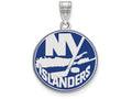 LogoArt Sterling Silver New York Islanders Large Enamel Pendant Necklace