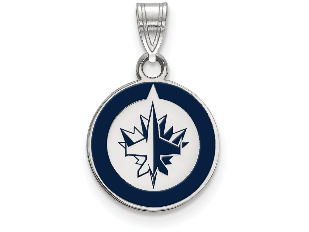 LogoArt Sterling Silver Winnipeg Jets Small Enamel Pendant Necklace