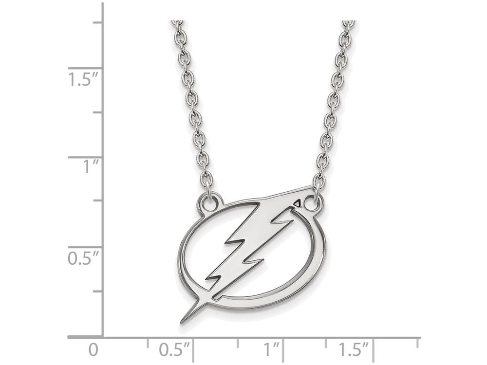 LogoArt Sterling Silver Tampa Bay Ligtning Large Pendant Necklace