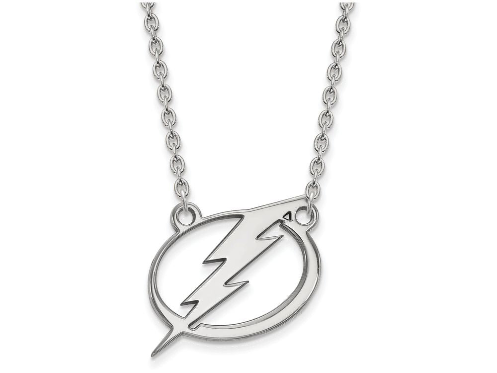 LogoArt Sterling Silver Tampa Bay Ligtning Large Pendant Necklace