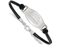 LogoArt Sterling Silver Longwood University Ctr Plate Leather Bracelet 2