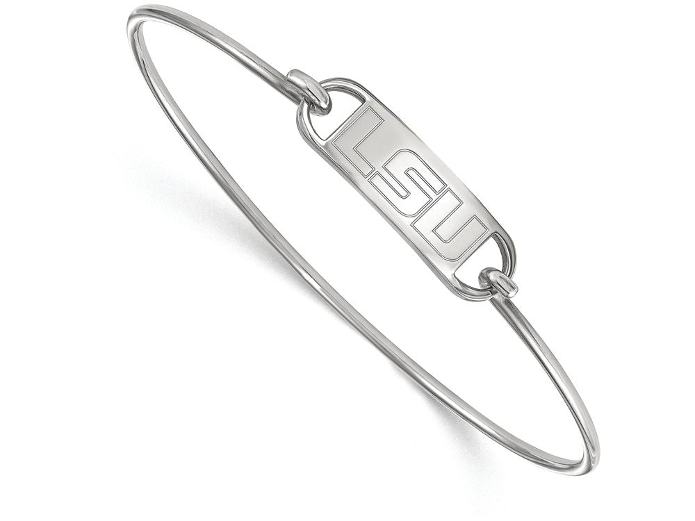 LogoArt Sterling Silver Louisiana State University Small Ctr Wire Bangle