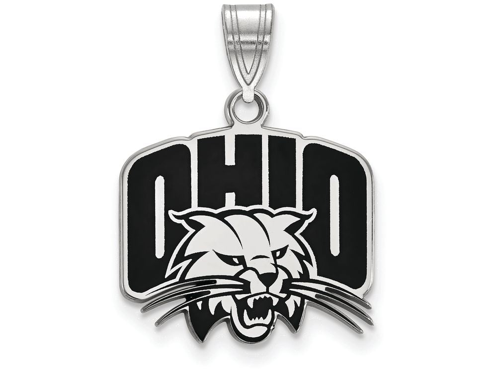 LogoArt Sterling Silver Ohio University Medium Enamel Pendant Necklace