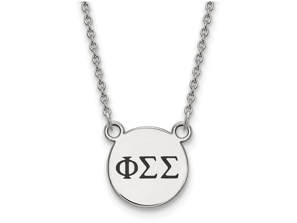 LogoArt Sterling Silver Phi Sigma Sigma Extra Small Enameled Pendant Necklace With 18 Inch