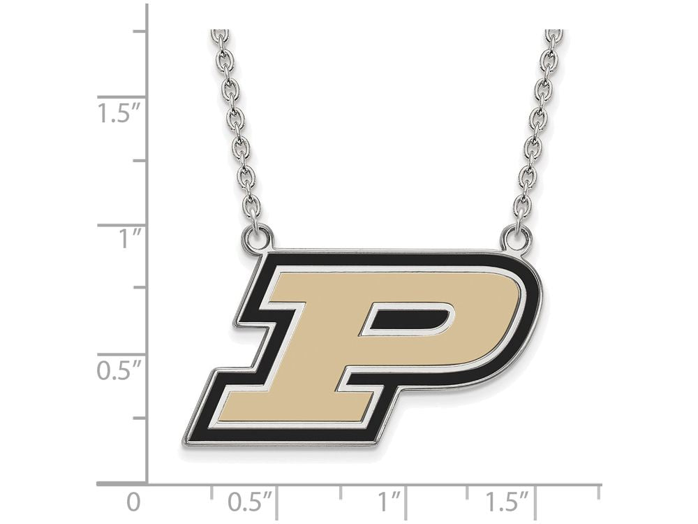 LogoArt Sterling Silver Purdue Large Enamel Pendant Necklace