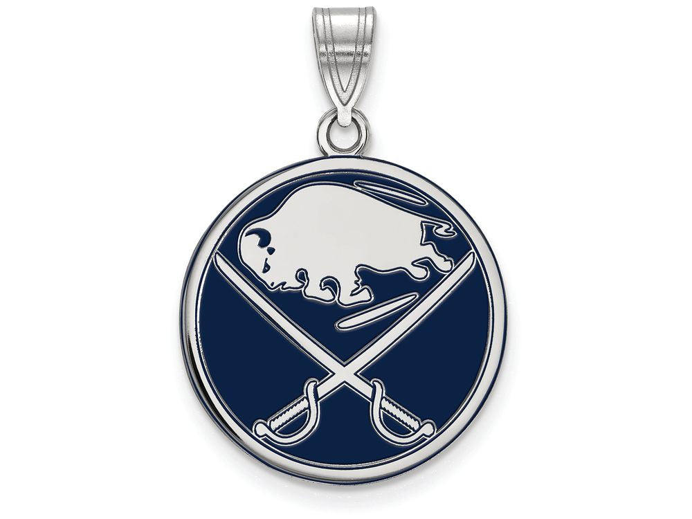 LogoArt Sterling Silver Buffalo Sabres Large Enamel Pendant Necklace