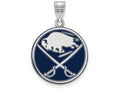 LogoArt Sterling Silver Buffalo Sabres Large Enamel Pendant Necklace