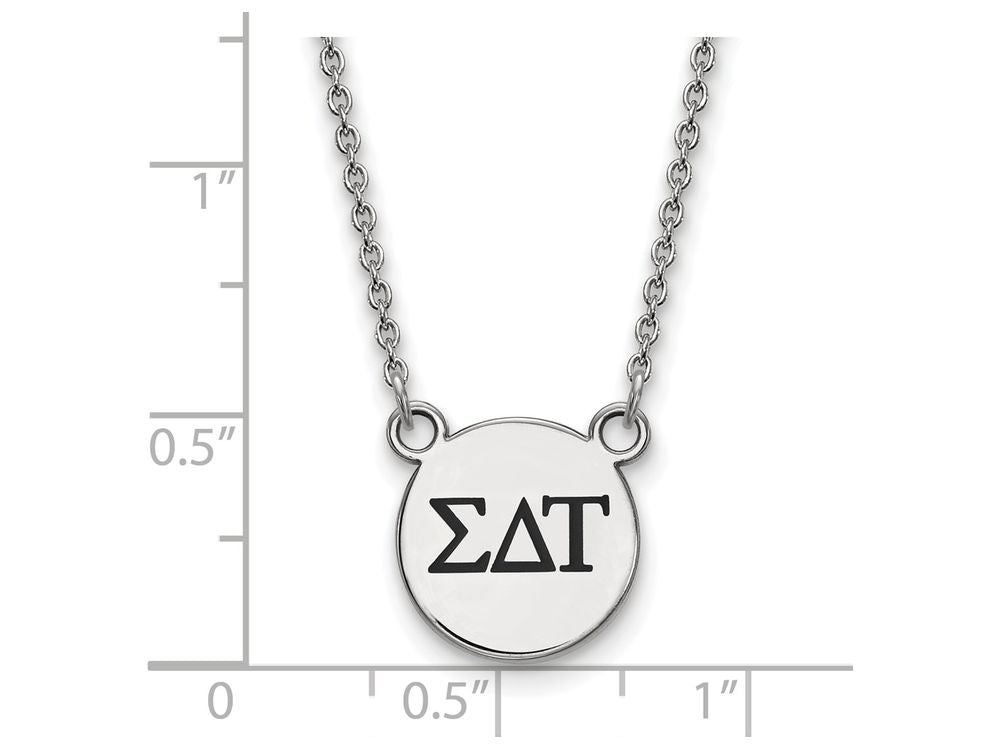 LogoArt Sterling Silver Sigma Delta Tau Extra Small Enameled Pendant Necklace With 18 Inch