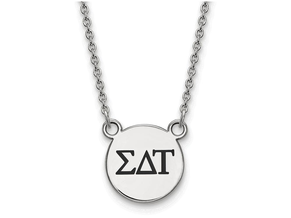 LogoArt Sterling Silver Sigma Delta Tau Extra Small Enameled Pendant Necklace With 18 Inch