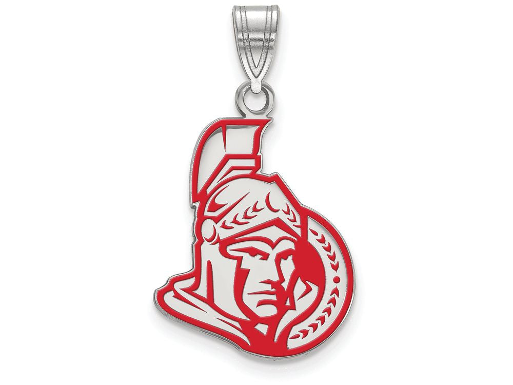 LogoArt Sterling Silver Ottawa Senators Large Enamel Pendant Necklace
