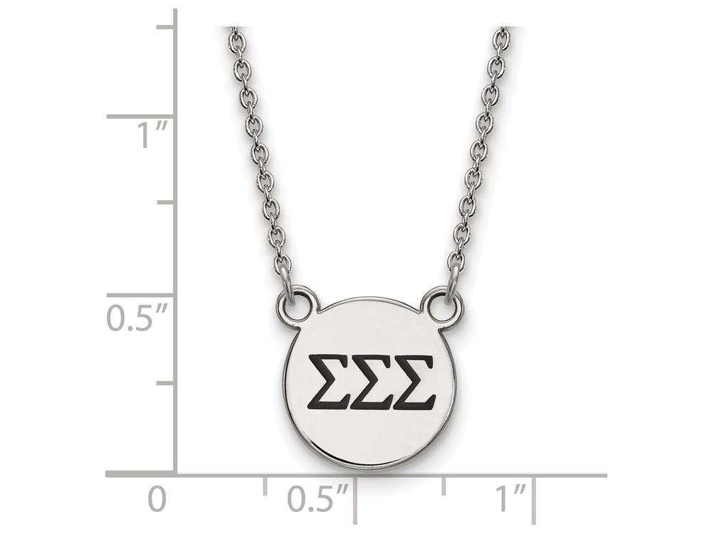 LogoArt Sterling Silver Sigma Sigma Sigma Extra Small Enameled Pendant Necklace With 18 Inch