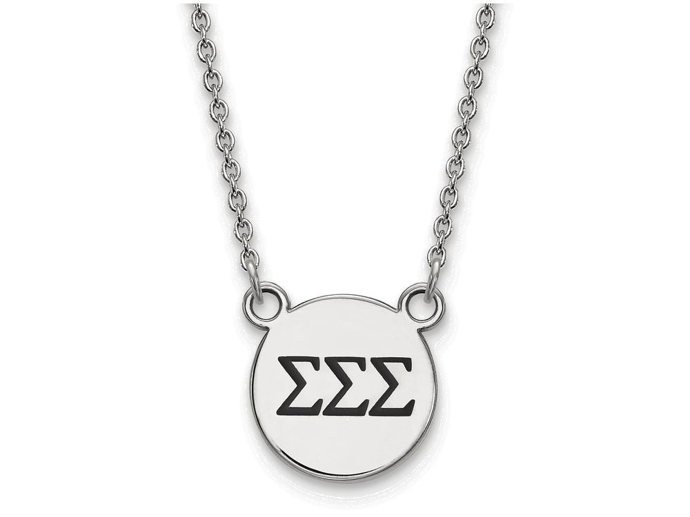 LogoArt Sterling Silver Sigma Sigma Sigma Extra Small Enameled Pendant Necklace With 18 Inch