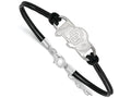 LogoArt Sterling Silver University Of Colorado Leather Bracelet Small Center
