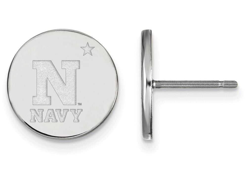 LogoArt Sterling Silver Navy Small Disc Earrings