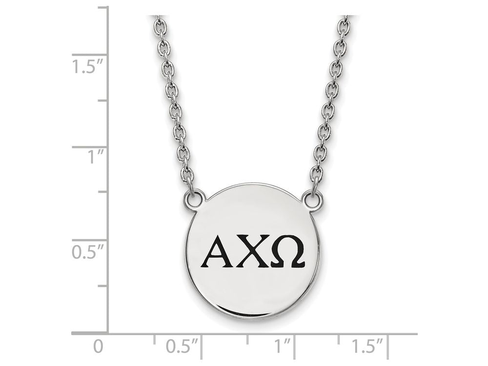 LogoArt Sterling Silver Alpha Chi Omega Small Enameled Pendant Necklace With 18 Inch