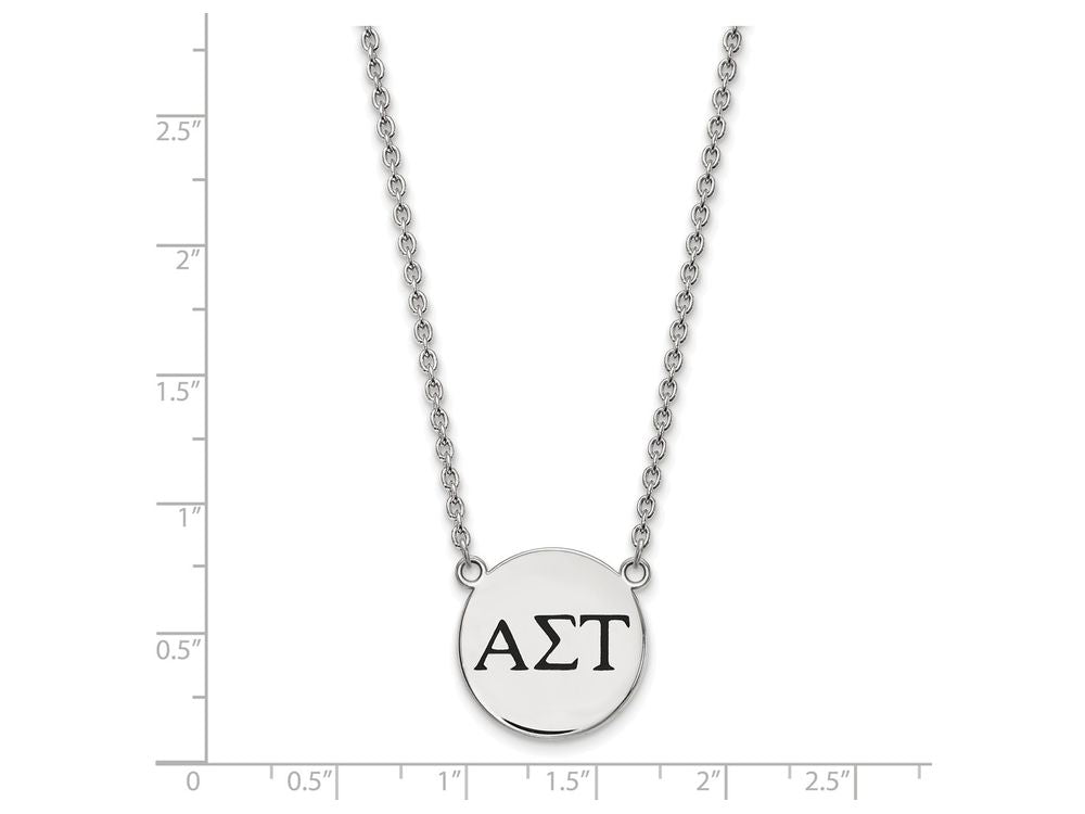 LogoArt Sterling Silver Alpha Sigma Tau Small Enameled Pendant Necklace With 18 Inch