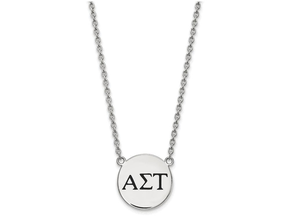 LogoArt Sterling Silver Alpha Sigma Tau Small Enameled Pendant Necklace With 18 Inch