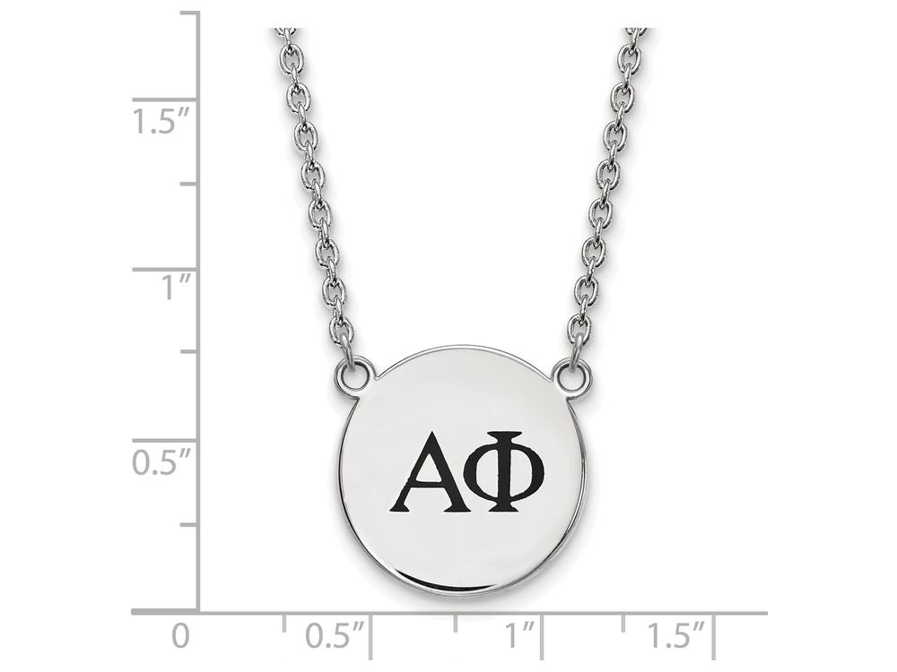 LogoArt Sterling Silver Alpha Phi Small Enameled Pendant Necklace With 18 Inch