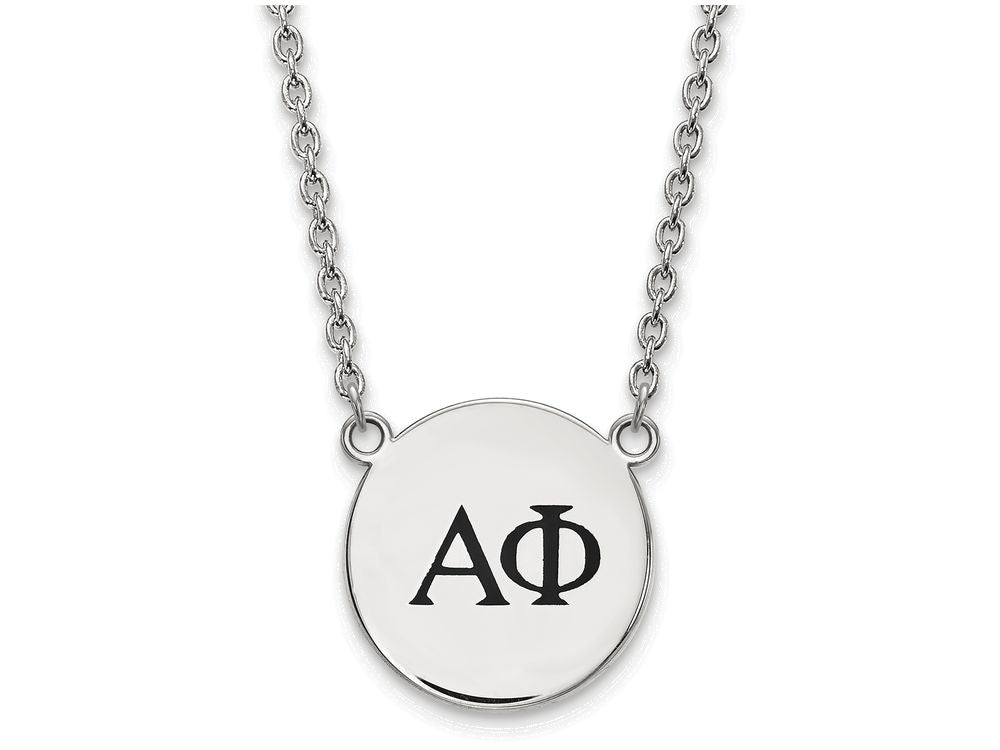 LogoArt Sterling Silver Alpha Phi Small Enameled Pendant Necklace With 18 Inch