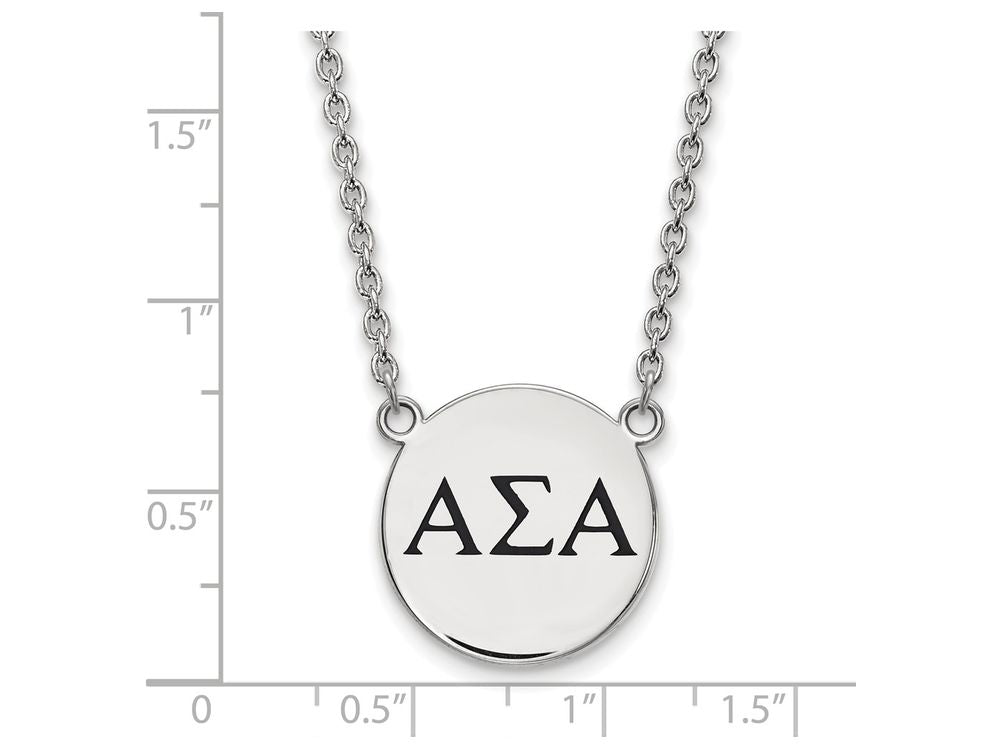 LogoArt Sterling Silver Alpha Sigma Alpha Small Enameled Pendant Necklace With 18 Inch