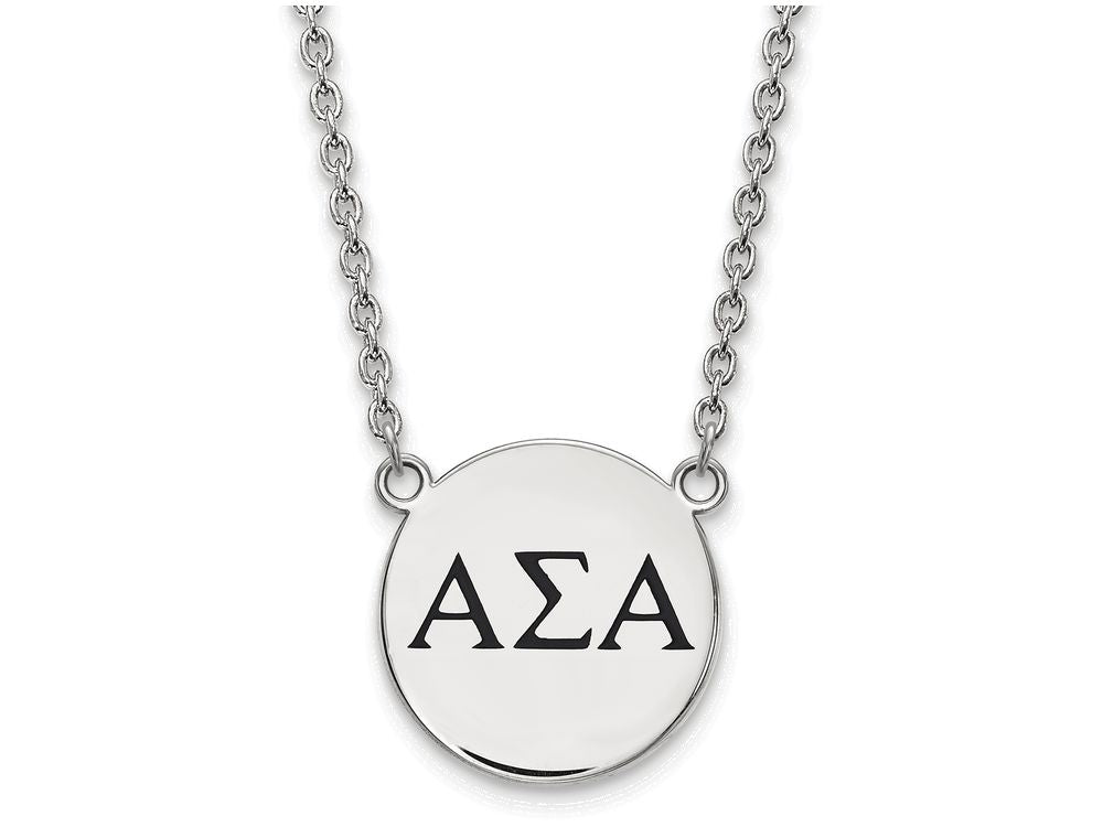 LogoArt Sterling Silver Alpha Sigma Alpha Small Enameled Pendant Necklace With 18 Inch