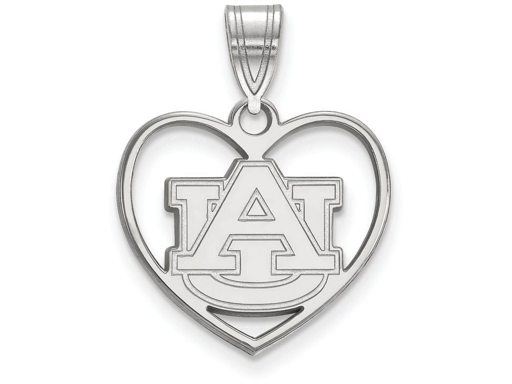 LogoArt Sterling Silver Auburn University Pendant Necklace In Heart