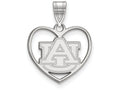 LogoArt Sterling Silver Auburn University Pendant Necklace In Heart