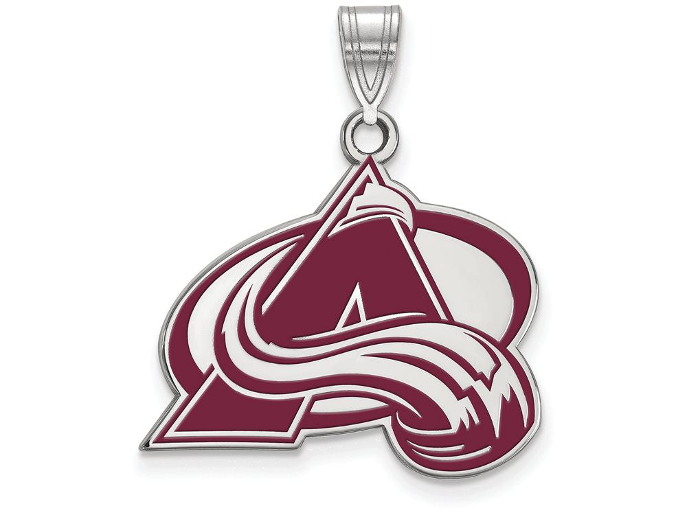 LogoArt Sterling Silver Colorado Avalanche Large Enamel Pendant Necklace